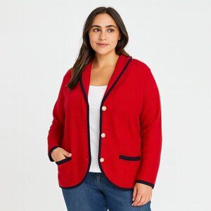 Chaps Women's Red Knit Button Down Cardigan Coat Plus Size 1X